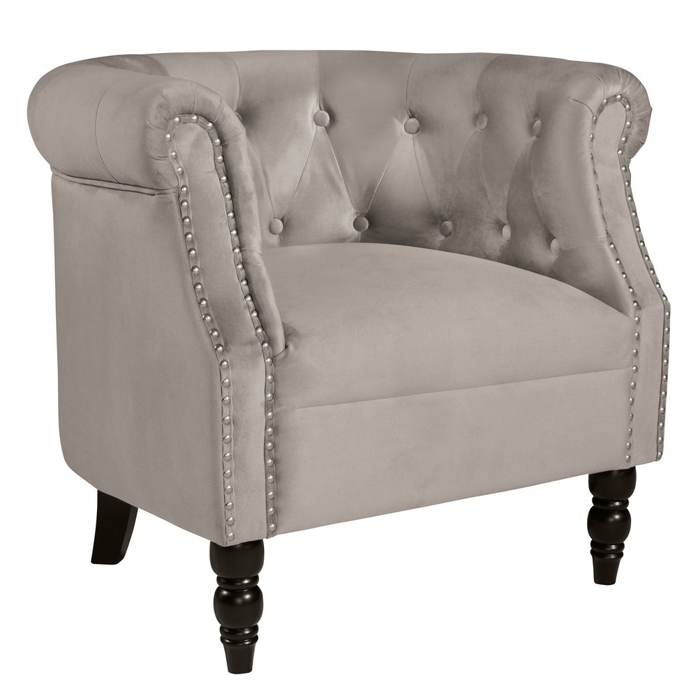 Deaza Taupe Velvet Accent Chair