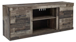 Derekson Multi Gray Wood Entertainment Center with Fireplace Insert