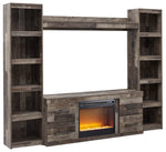 Derekson Multi Gray Wood Entertainment Center with Fireplace Insert