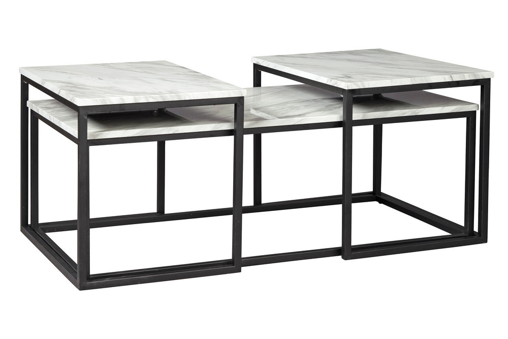 Donnesta 3-Pc Gray/Black Coffee Table Set