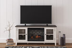 Dorrinson Two-Tone LG TV Stand with Infrared Fireplace Insert