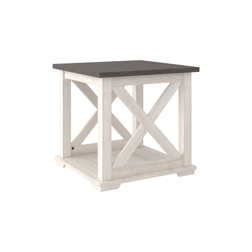 Dorrinson Two-Tone Wood Square End Table