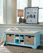 Dowdy Teal Wood Storage Accent Bench