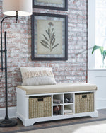 Dowdy White Wood Storage Accent Bench