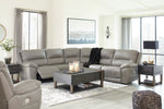 Dunleith 5-Pc Gray Power Recliner Sectional