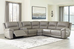 Dunleith 6-Pc Gray Power Recliner Sectional