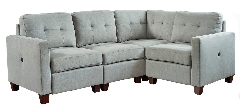 Edlie 4-Pc Pewter Fabric RTA Sectional Sofa