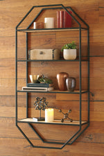 Elea Natural Wood/Black Metal Wall Shelf