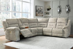 Family Den 3-Pc Pewter Power Recliner Sectional with RAF Loveseat & Console