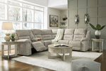 Family Den 3-Pc Pewter Power Recliner Sectional with RAF Loveseat & Console