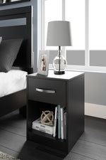 Finch Black Wood 1-Drawer Nightstand