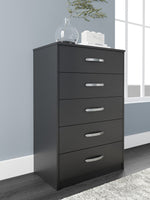 Finch Black Wood 5-Drawer Chest