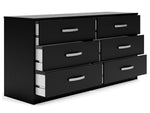 Finch Black Wood 6-Drawer Dresser