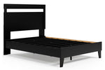 Finch Black Wood Full Platform Bed with Headboard