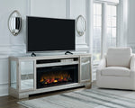 Flamory Silver LG TV Stand with Fireplace