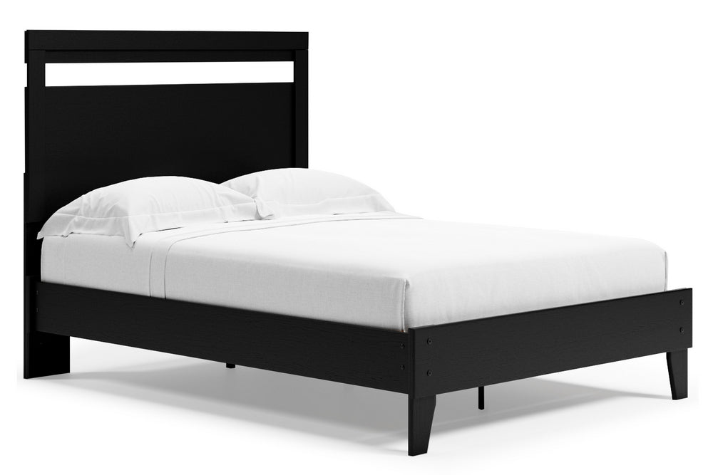 Finch Black Wood Full Platform Bed with Headboard