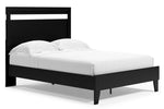 Finch Black Wood Full Platform Bed with Headboard