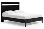 Finch Black Wood Queen Platform Bed with Headboard