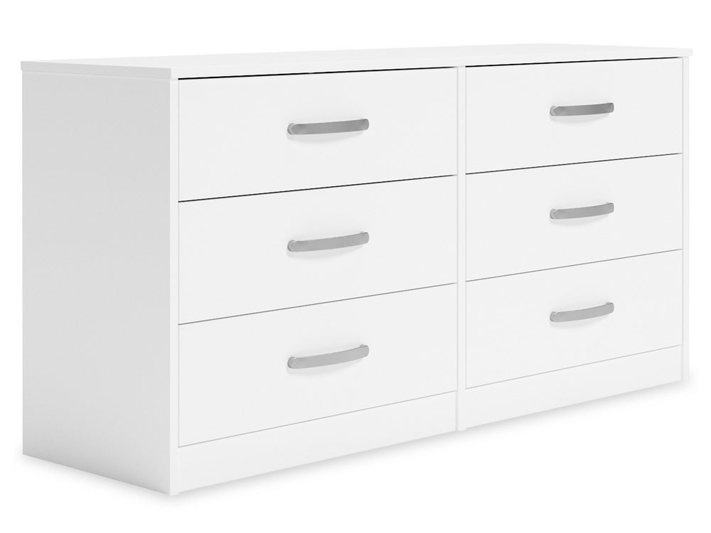 Flannia White Wood 6-Drawer Dresser