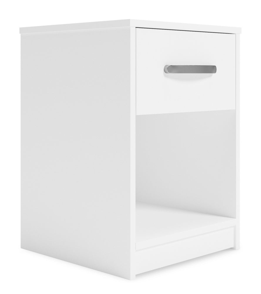 Flannia White Wood 1-Drawer Nightstand