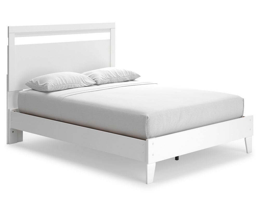 Flannia White Wood Queen Platform Bed with Headboard