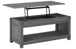 Freedan Grayish Brown Lift-Top Coffee Table