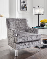 Gloriann Pewter Velvet Accent Chair