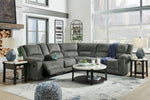 Goalie 6-Pc Pewter Manual Recliner Sectional