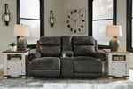 Grearview Charcoal Faux Leather Power Recliner Loveseat