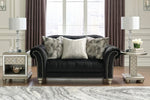 Harriotte Black Fabric Loveseat