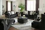 Harriotte Black Fabric Loveseat