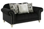 Harriotte Black Fabric Loveseat