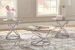 Hollynyx 3-Pc Clear Glass/Chrome Metal Coffee Table Set