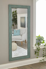 Jacee Antique Teal Wood Floor Mirror