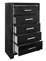 Kaydell Black Wood 5-Drawer Chest