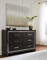 Kaydell Black Wood 6-Drawer Dresser