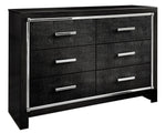 Kaydell Black Wood 6-Drawer Dresser