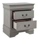 Kordasky Gray Wood 2-Drawer Nightstand