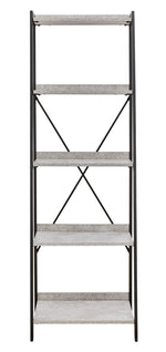 Lazabon Gray/Black Metal 5-Shelf Bookcase