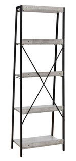 Lazabon Gray/Black Metal 5-Shelf Bookcase