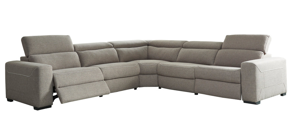 Mabton 5-Pc Gray Power Recliner Sectional