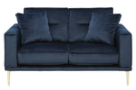 Macleary Navy Velvet Loveseat