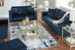 Macleary Navy Velvet Ottoman