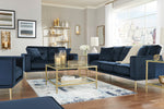 Macleary Navy Velvet Ottoman