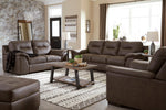 Maderla Walnut Faux Leather Loveseat