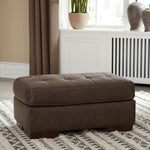 Maderla Walnut Faux Leather Ottoman