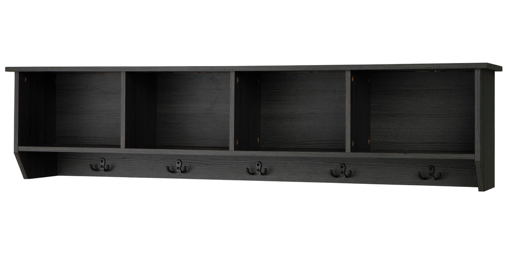 Mansi Gray Wood 4-Cube Wall Shelf