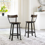 Melenski 2 Grayish Brown Swivel Bar Stools