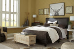 Mesling Dark Brown Faux Leather King Bed