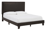 Mesling Dark Brown Faux Leather King Bed